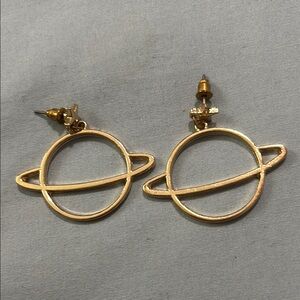 Gold Planet Hoop Earrings
